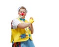 A funny clown with smiling joyful expression