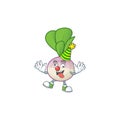 Funny Clown turnip on cartoon character mascot design