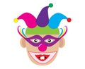 Funny clown with two teeth. Vector illustration Royalty Free Stock Photo