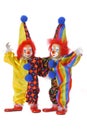 Funny clowns with colorful costume