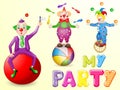 Funny clowns at party