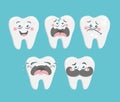 Funny collection of cartoon teeth. Vector art.