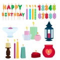 Funny colored candles for birthday party. Cartoon vector set Royalty Free Stock Photo