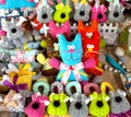 Funny colored handmade toys n the form of cats