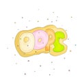 Funny colored oops cartoon icon text with decoration background. Cartoon oops icon vector. Text mistake oops draw on