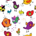 Funny colorful birdies