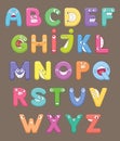 Funny colorful cartoon alphabet. Alphabetical letters ABC for children. Royalty Free Stock Photo