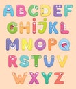 Funny colorful cartoon alphabet. Alphabetical letters ABC for children. Royalty Free Stock Photo