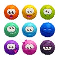 Funny colorful cartoon comic fury round characters Royalty Free Stock Photo