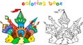 Funny colorful castle coloring book