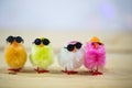 Funny colorful chicks, postcard Royalty Free Stock Photo