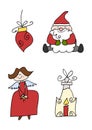 Funny colorful christmas doodle set Royalty Free Stock Photo