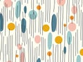 Funny colorful doodle pattern. A creative background in a minimalist style for children or a fashionable design with basic shapes Royalty Free Stock Photo