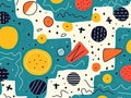 Funny colorful doodle pattern. A creative background in a minimalist style for children or a fashionable design with basic shapes Royalty Free Stock Photo