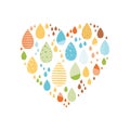 Funny colorful drops of rain in heart shape Vector autumn banner Kids fall background