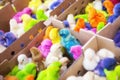 Funny colorful easter chicks. Royalty Free Stock Photo