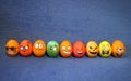 9 funny colorful Easter eggs with faces