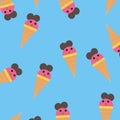 Funny colorful ice creams pattern vector