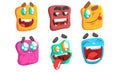 Funny Colorful Monsters Set, Slime Cartoon Characters with Different Emotions Vector Illustration Royalty Free Stock Photo