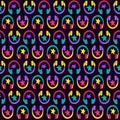 Funny Colorful Musical Headphone Vector Pattern