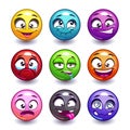 Funny colorful round faces set