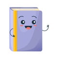 Funny colorful school book smiles, waving. Education, development, school material.