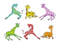 Funny colorful smiling giraffe set. Royalty Free Stock Photo