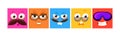 Funny Colorful Square Emoji Faces and Comic Avatars Vector Set