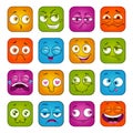 Funny colorful square faces set. Royalty Free Stock Photo