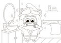 Funny coloring page with cute Yeti character skin care by using face mask