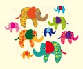 Funny colourful elephants