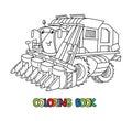 Funny combine harvester with eyes. Coloring book Royalty Free Stock Photo