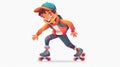 A funny comic character on roller skates. A fun sport shape in a cap. A modern trendy abstract figure designed for kids Royalty Free Stock Photo