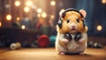 Cute hamster in comic little domestic music furry cartoon comic fluffy animal