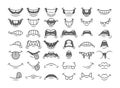 Funny comic mouths groovy retro elements set with various emotions and positive, negative feelings Royalty Free Stock Photo