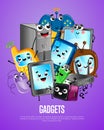 Funny computer gadgets cartoon poster