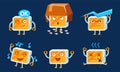 Funny Computer Monitors Characters Set, Monobloc Emoji with Various Emotions Vector Illustration