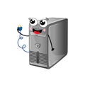 Funny computer system unit cartoon character