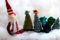 Funny concept for Winter holiday on dec 24, gnome transport Christmas tree