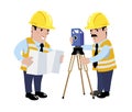 Funny construction engineers and geodesist Royalty Free Stock Photo