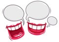 Lips talking and laughing. Mouths smiling. People talk. Vector illustration Royalty Free Stock Photo