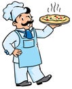 Funny cook or chef with pizza