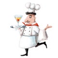 Funny cook with cocktail, hand drawn clipart