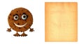 Funny Cookie smiling and sheet of paper to fill with yours cookie recipe