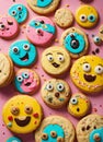 Funny cookies with eyes with faces isolated. AI image Royalty Free Stock Photo