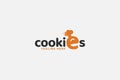 Funny cookies logo vector graphic with a combination of chef head and cookies as letter e Royalty Free Stock Photo