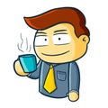 Funny and cool businessman take a glass of coffee