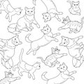 Funny and cool cats in a line for coloring