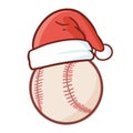 Funny, cool, and cute softball wearing Santa`s hat