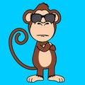 Funny cool monkey character cartoon illustration Royalty Free Stock Photo